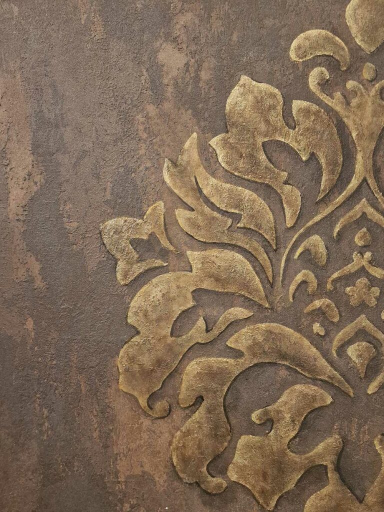 Impasto Kreos with Bronze Stencil Damask